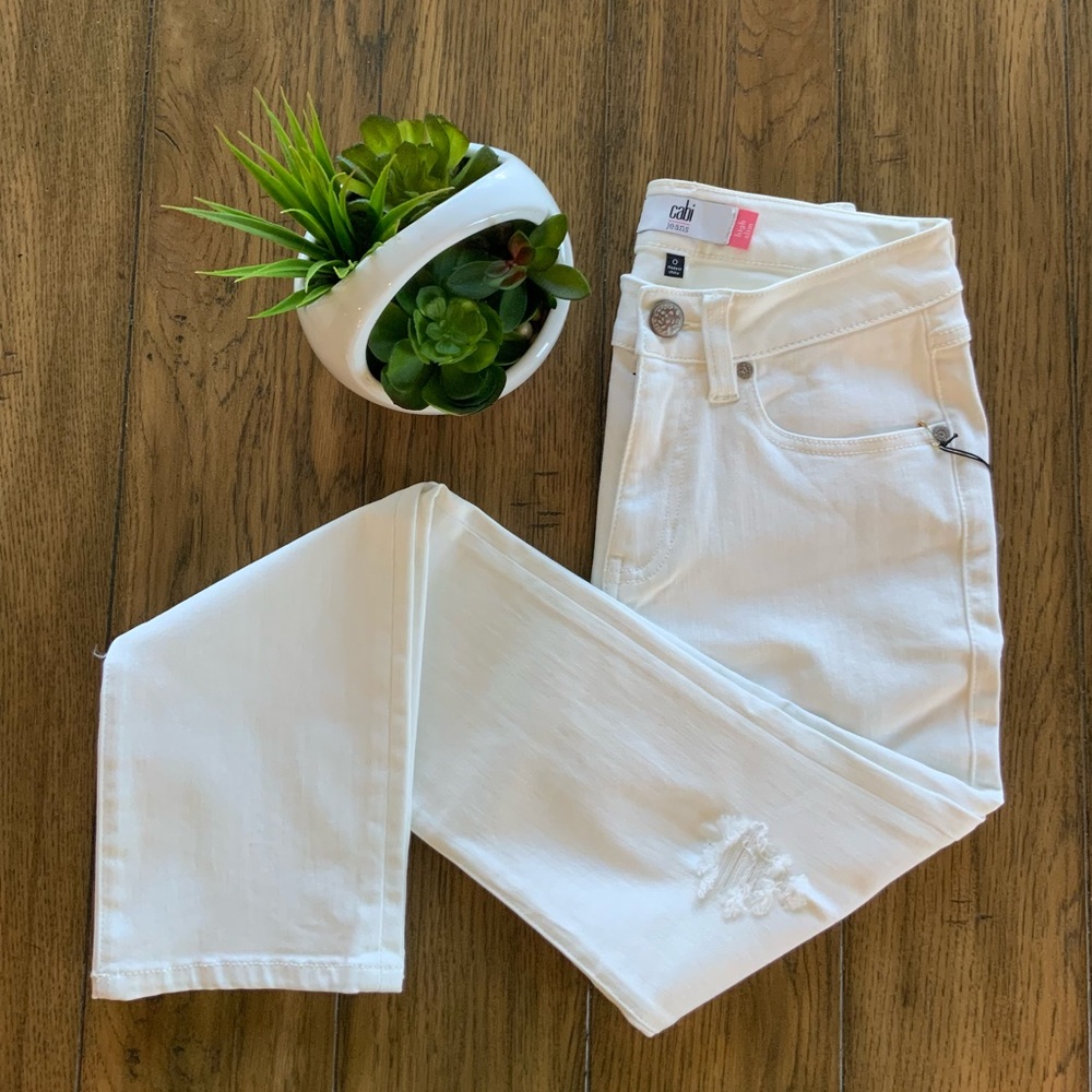 Cabi High Slim WHITE JEANS SZ 0